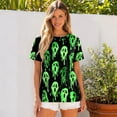 thumbnail image 5 of IYYVV Funny Graphic tees for women Pumpkin Ghost Halloween Costumes Crewneck Shirts Short Sleeve T-Shirts Black 3XL, 5 of 6