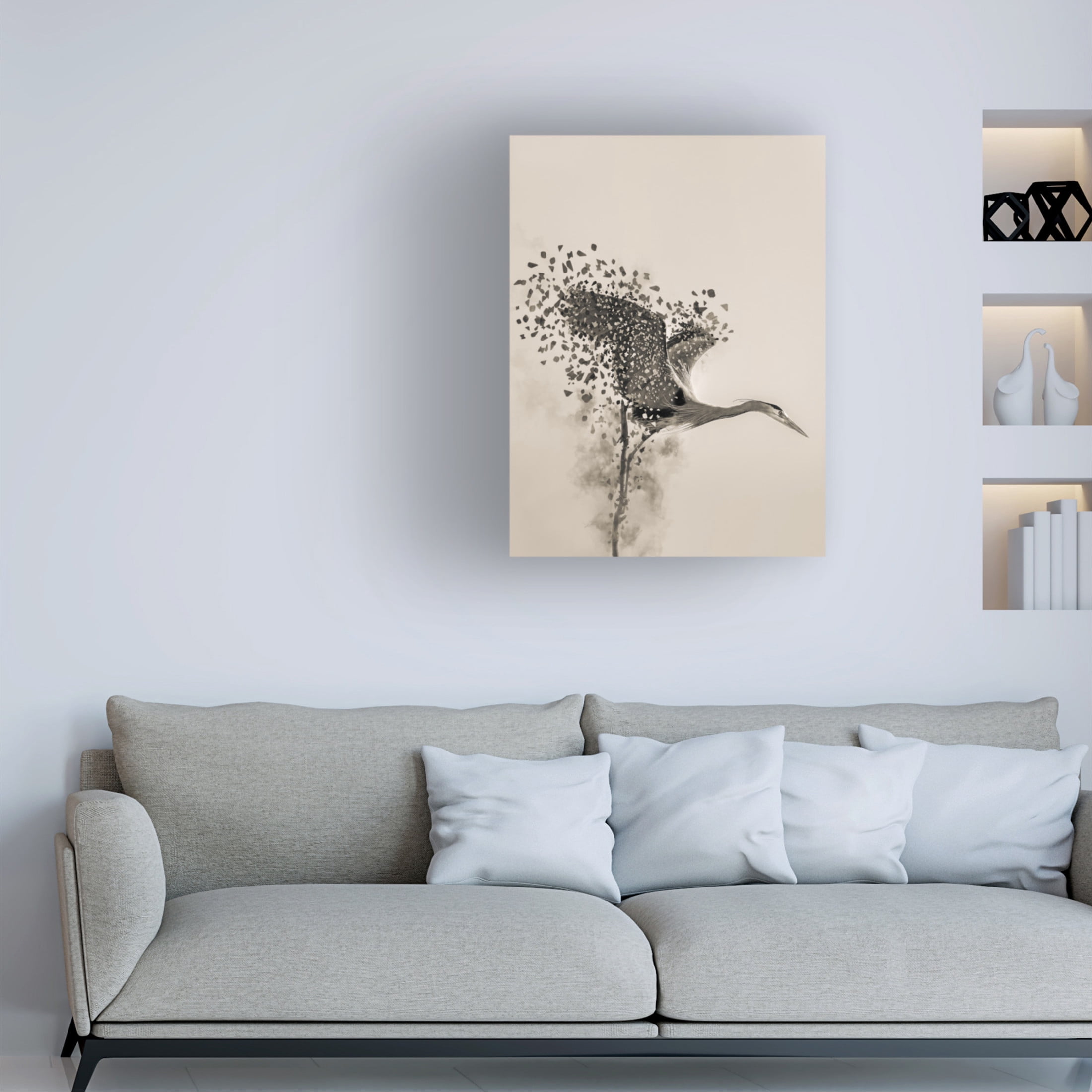 Trademark Fine Art Yunqiang Li A Blue Heron Canvas Wall Art
