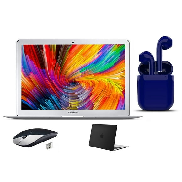 Refurbished Apple MacBook Air Intel Core i5 8GB RAM 128GB SSD 13.3-inch Bundle: USA Essentials Bluetooth/Wireless Airbuds, Black Case, Wireless Mouse By Certified 2 Day Express (Refurbished)