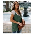 thumbnail image 2 of Blusas sin mangas con cuello en V y encaje de empalme suelto para mujer, color verde-2XL Sincero Ropa, 2 of 4