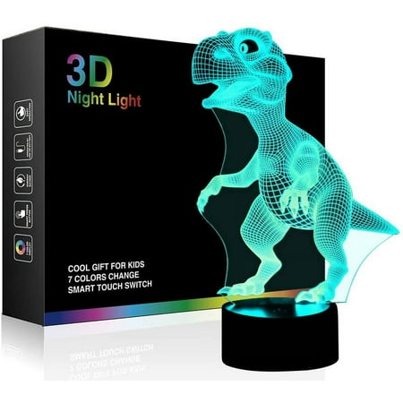 

YSTIAN Dinosaur Toys 3D Night Light Lamp - Children Kids Gift for Boys 7 LED Colors Changing Lighting Touch USB Charge Table Desk Bedroom Decoration Cool Gifts Ideas Birthday Xmas for Baby Friends