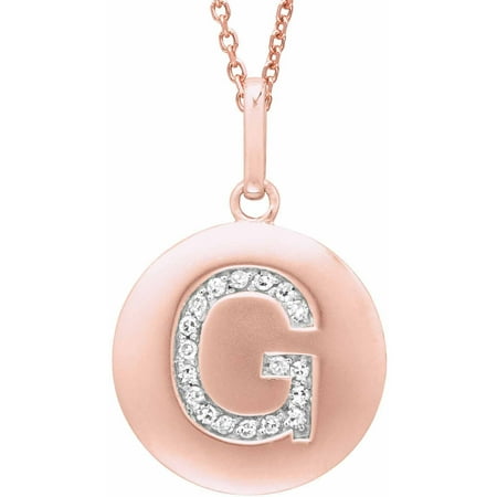Diamond Accent Rose Gold-Plated Sterling Silver Round Initial G Disc Pendant