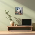 thumbnail image 5 of ZHONGYUTONG Bird Canvas Wall Art Blue White Bird on Tree Branch Pictures Painting Animal Artwork for Bathroom Decor Framed (12.00" x 12.00"), 5 of 5