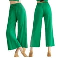 thumbnail image 5 of Summer Saving Wycnly on Sale Pants for Women Palazzo Pants for Women Casual Drawstring Elastic Waist Yoga Sports Cropped Pants Solid Loose Wide Leg Slit Trousers, 5 of 7