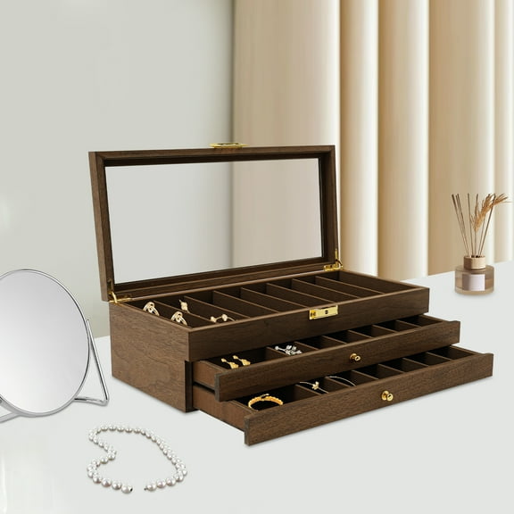 Knife Storage Box, 3-Tier Knife Display Case Organizer(Walnut Color) 15.7 *7.6 *4.7 in