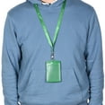thumbnail image 6 of Uxcell Badge Holder 11x7.4cm Vertical PU ID Card Holder with Rivet Detachable Neck Lanyard Green, 6 of 6