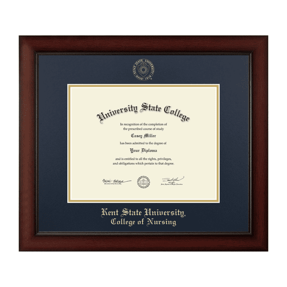 Framerly - Kent State Nursing Diploma Frame with Navy and Gold Mat