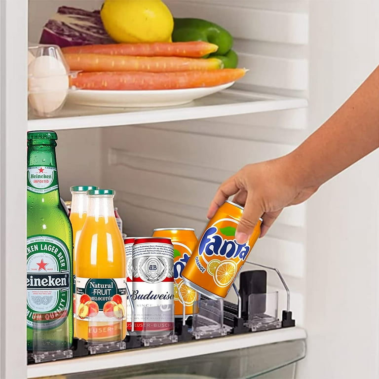 Soda Can Organizer For Fridge, Self-pushing Drink Holder For Refrigerator,  Adjustable Width Beverage Water Beer Storage For Kitchen Pantry
