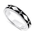thumbnail image 1 of 925 Sterling Silver Oxidized Platinum Plated Bead Box Stackable Women Ring, 1 of 2