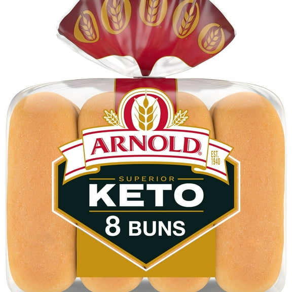 Arnold Keto Buns, 8 count, White Hot Dog Buns, 12 oz Bag