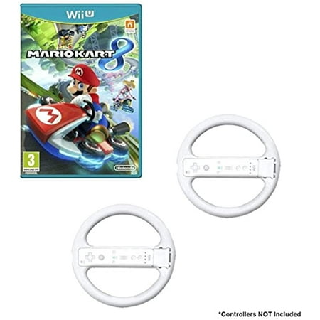 Used Mario Kart Game Bundle With 2 Wii Wheels White For Wii...