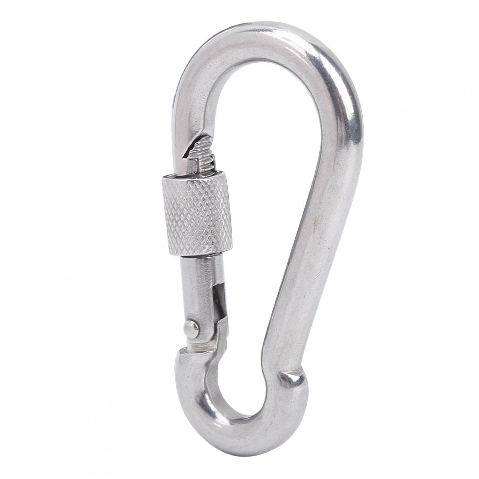Details about   Stainless Steel Hook With Screw Lock Snap Hook Safety Buckle EDC Keychain 