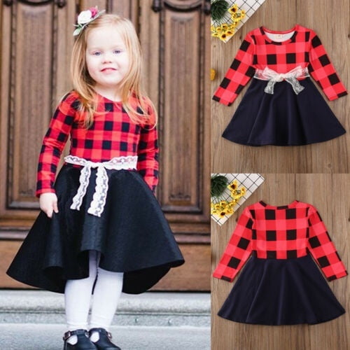 Toddler Baby Girl Christmas Dress Outfit Christmas Lace Winter Fall
