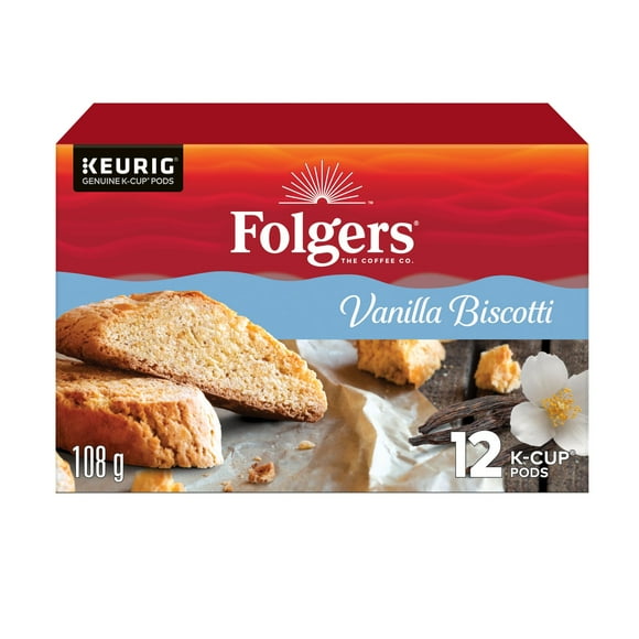 Folgers Vanilla Biscotti K-Cup Coffee Pods 12 Count, 12 K-Cup Pods, 108 g