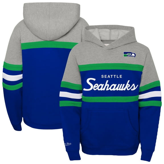 Youth Mitchell & Ness  Royal Seattle Seahawks Throwback Head Coach Pullover Hoodie
