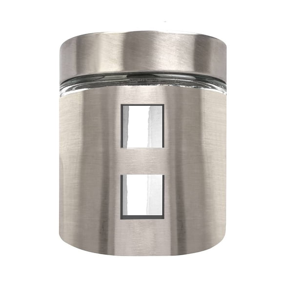 Cannister Mainstays Vidrio Calizo Cubierta de Acero Inoxidable 650ml Ventanillas Cuadradas
