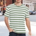 thumbnail image 2 of Rggeeun Mens Tshirts Colorful Striped Pattern Short Sleeve Crew Neck Loose Fit Soft Breathable for Summer Streetwear Comfort Shirts,Green,Xxl, 2 of 5