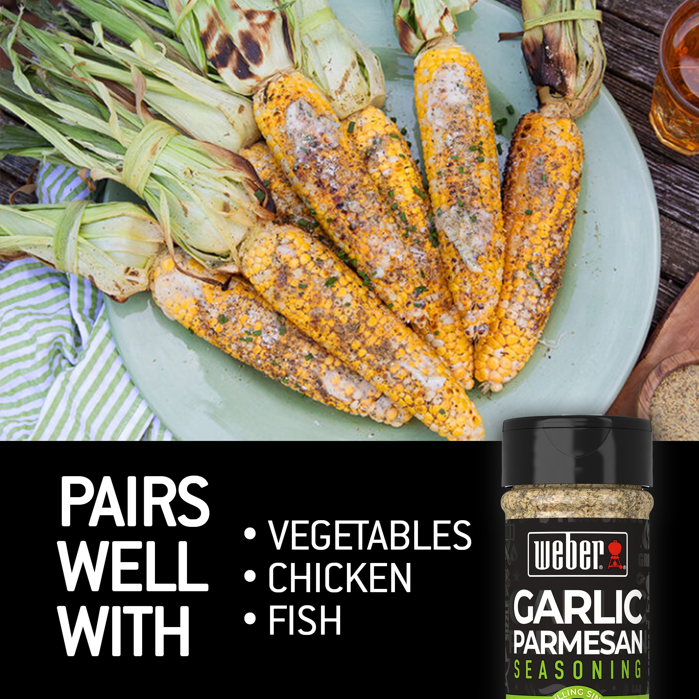 Weber Garlic Parmesan Seasoning, Gluten Free, 4.3 oz