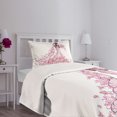 thumbnail image 5 of Ambesonne Wedding Quilted Bedspread Set 2 Pcs, Floral Bridal Gown, Twin Size, Pale Pink Maroon White, 5 of 6
