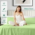 thumbnail image 4 of True Luxury 600 Thread Count Egyptian Cotton Sheet Set for QUEEN Size ( 60" x 80" ) Mattress Fits 7-9 Inches Fully Elastic Deep Pocket ( Stripe, Sage Green ), 4 of 6