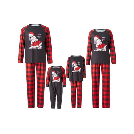 

JYYYBF Matching Family Pajamas Sets Christmas PJ s with Plaid Printed Long Sleeve Tee and Bottom Loungewear Red Kids XXL
