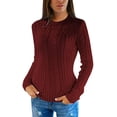 thumbnail image 1 of Suéter de cuello alto de moda para mujer, suéter ajustado de otoño e invierno, suéter de cuello alto de punto cable de manga larga para mujer, 1 of 6
