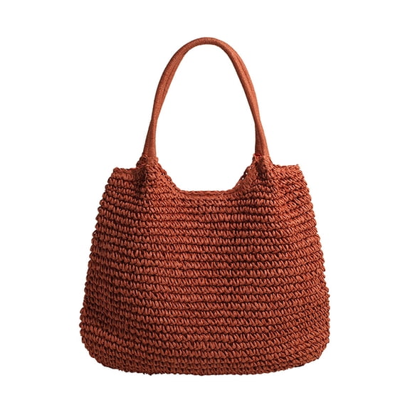 XmhyTop-A Women's Woven Shoulder Bag Woven Tote Bag and Cosmetic Bag,Summer Beach Weaving Chic Woven Tote Handbags Shoulder Bags 18.5*0.78*14.56inch (Orange)