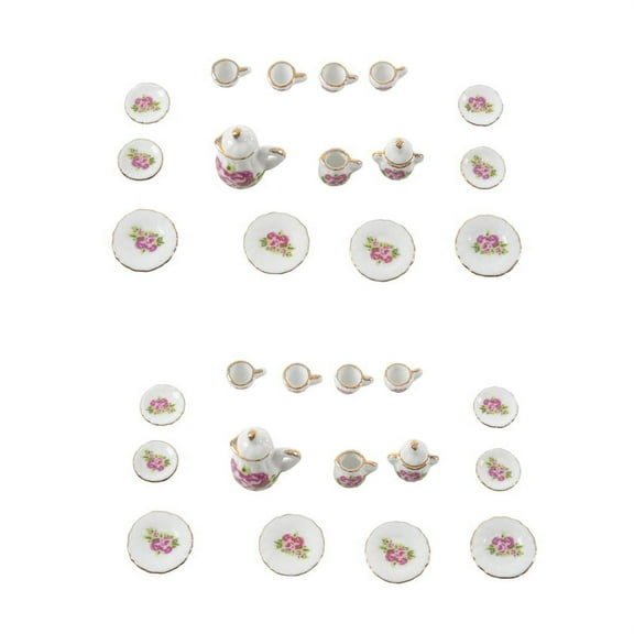 30 pieces Porcelain tea set miniature foods Chinese dishes cup