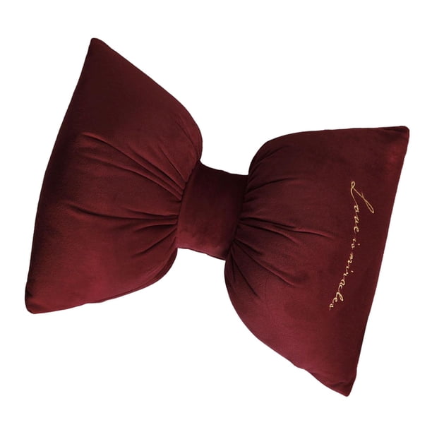 Almohada para el cuello con lazo para coche, accesorio interior de terciopelo, almohada de apoyo para la espalda para coche Rojo