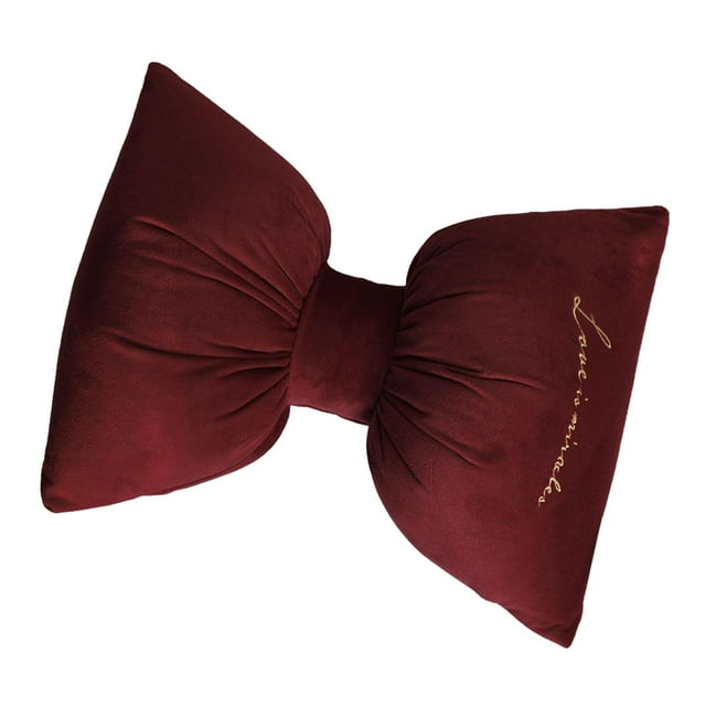 Almohada de cuello de coche con lazo, funda extraíble, decoración suave, accesorio Interior cómodo, almohada de soporte trasero de terciopelo para Rojo Baoblaze Almohada para el cuello del coche