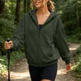 thumbnail image 6 of VBVC Women's Full Zip Up Hooded Sweatshirt , Casual Long Sleeve Coat For Women , Ladies' Loose Fit Athletic Hoodie with Pockets,Army Green,S-2XL, 6 of 10