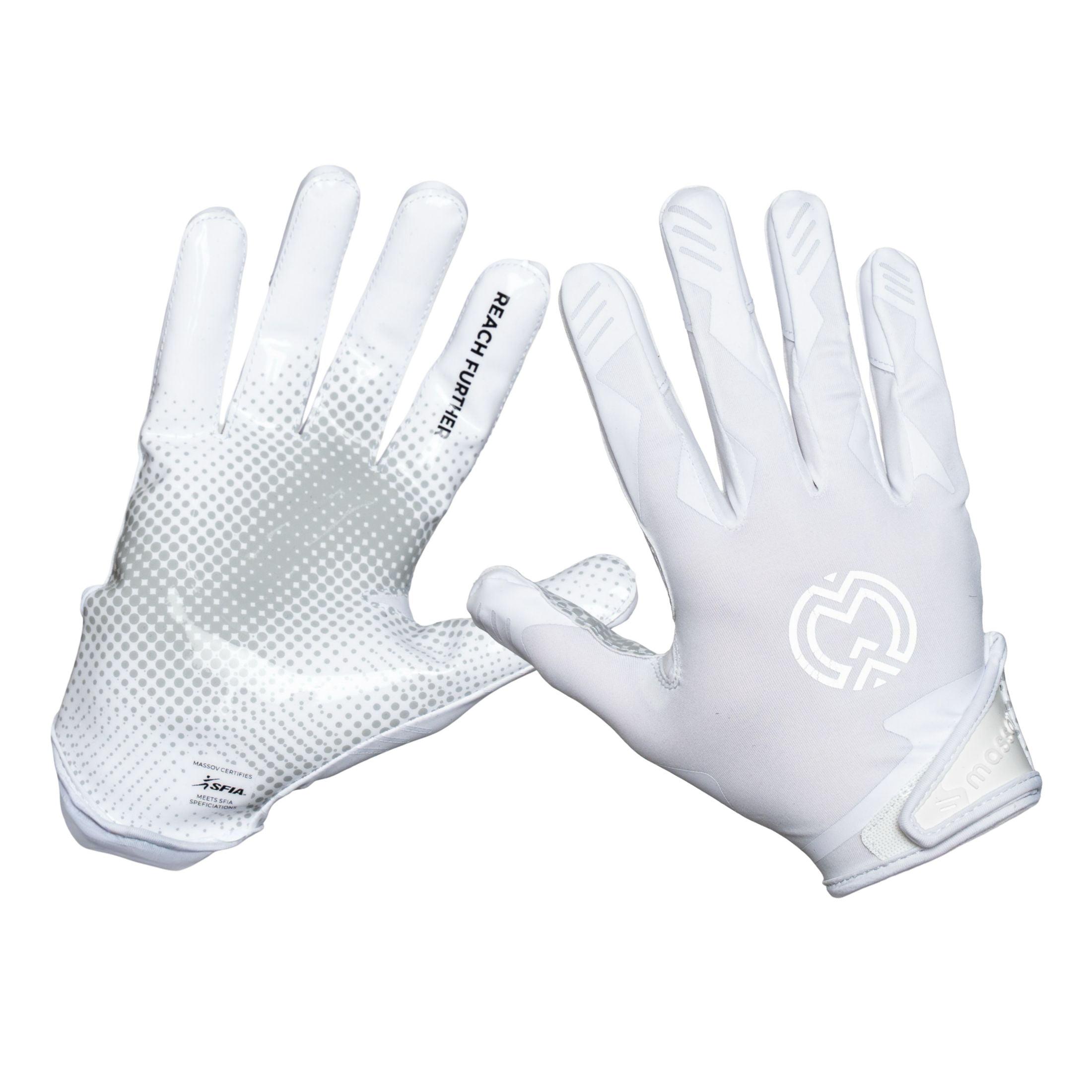 Massov VPRO3 Mens Adult Football Glove, Receiver Glove, White, Small