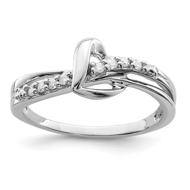 925 Sterling Silver Diamond Heart Ring Love