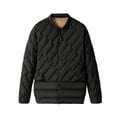 thumbnail image 2 of Chaquetas y abrigos casuales sin mangas y sin capucha para mujer, chaqueta fina de plumón, cuello alto, color liso, manga larga, bolsillo ligero y ligero, cierre a presión, abrigo de poliéster para mu, 2 of 3
