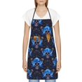thumbnail image 3 of Pofeuu cool blue flower Skull Print Aprons with Pockets, Cute Aprons for Kitchen, Cooking, Server, Barber, Chef Apron, 3 of 7