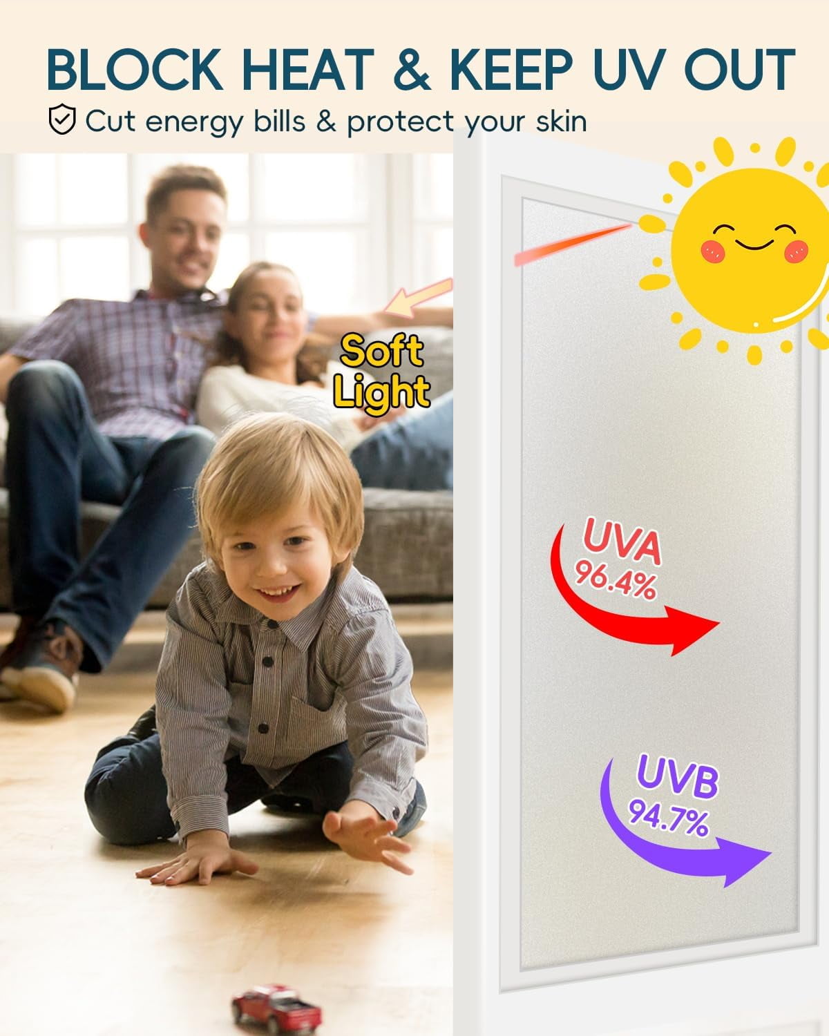 Frosted lass Window Privacy Film Decorative, Bathroom Window Privacy Film for lass Windows Cover, Static Clin, Removable, Reusable, Anti-UV, Anti-lare, Heat Blockin, 17.5 by 78.74 inch