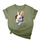 thumbnail image 1 of Tops de Cuello Alto para las Mujeres Amante Impreso Camiseta Cuello Redondo Manga Corta, Poliéster Spandex, 1 of 7
