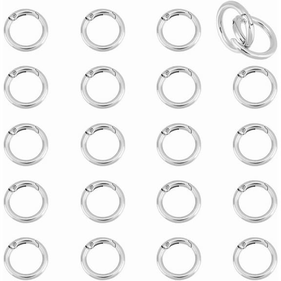 20Pcs Spring Gate Rings Zinc Alloy Spring O Rings 20mm Round Ring Snap Clip Spring Hooks Metal Split Rings Trigger Spring Keyring Buckle for Handbag Keychain DIY Jewelry Making