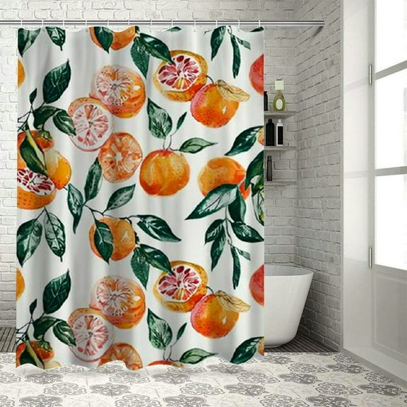 PRATYUS Pink Peach Shower Curtain Set Cute Watercolor Fruits Shower Curtains Waterproof Washable Shower Curtain with Hooks Bathtubs Bathroom Accessories 36x72