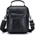 thumbnail image 1 of SCHLATUM Bolso Mensajero de Cuero Genuino para Hombre - Bolso Cruzado de Alta Capacidad para Trabajo y Viaje, Se Adapta a iPad de 10.5 Pulgadas, Negro, 1 of 9