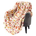 thumbnail image 1 of Manta de franela a cuadros con hojas de calabaza para sofá cama, manta suave y cálida para otoño, decoración otoñal, ambiente acogedor para el hogar, 60 x 50 pulgadas, 1 of 5