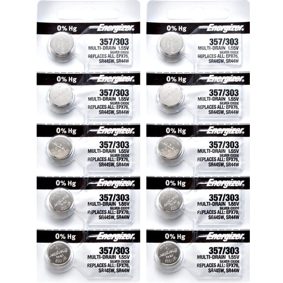 10 x Energizer 357 Watch Batteries, SR44W or 303 Battery