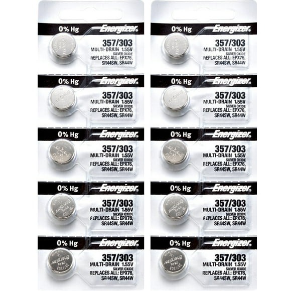 10 x Energizer 357 Watch Batteries, SR44W or 303 Battery