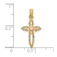 thumbnail image 2 of 14k Gold 13mm Religious Faith Cross With Pink Love Heart Center Cut-out Pendant Necklace for Women, 2 of 2