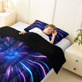 thumbnail image 4 of Manfei Abstract Starburst Light Twin Comforter Sets, Modern Neon Gradient Bedding Set, Blue and Purple, Black Reversible 2 Pieces, 1 Comforter and 1 Pillowcase, 4 of 6