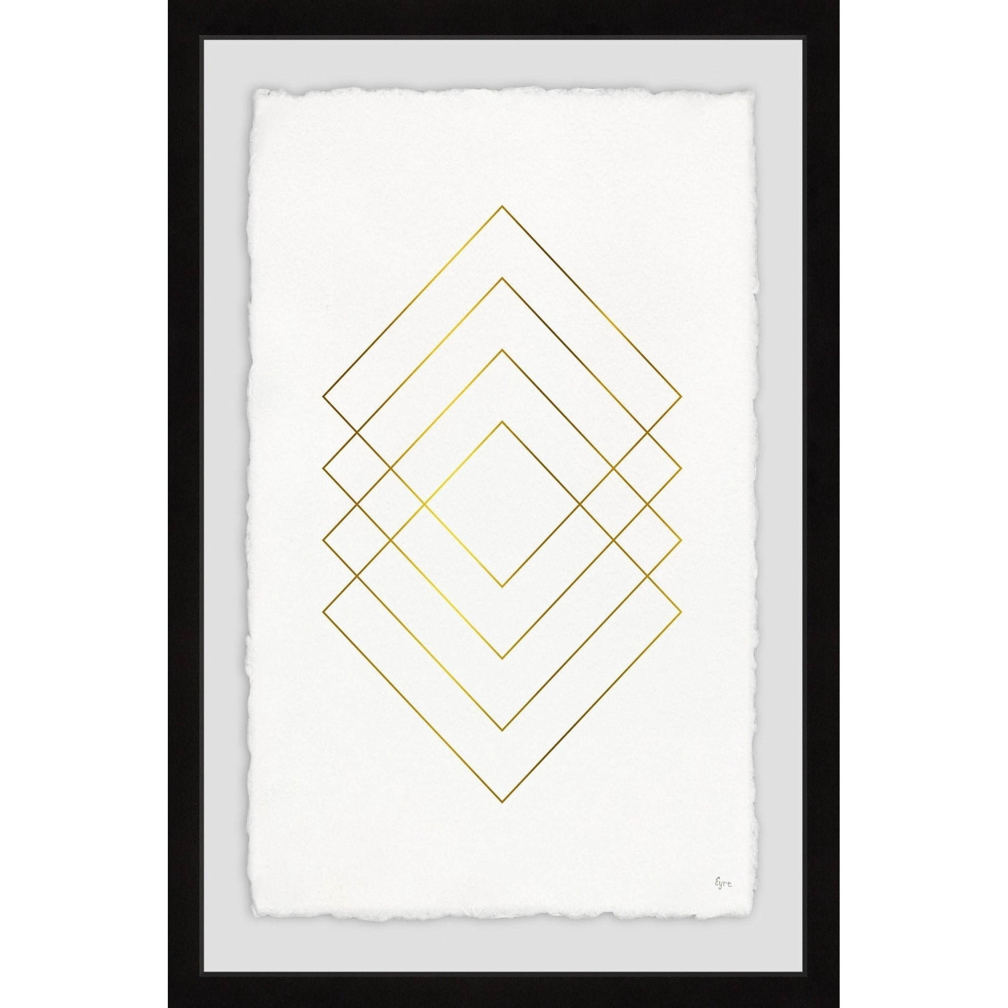Golden Diamond Lines Framed Painting Art Print, 24.00" x 1.50"