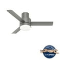 thumbnail image 3 of Hunter 44 inch Outdoor or Indoor Ceiling Fan with LED Light and Remote Control - Low Profile Mount Ceiling Fan, 3 Blades, For Patio, Porch, Garage, or Living Room, Quiet - Gilmour 51475, Matte Silver, 3 of 17