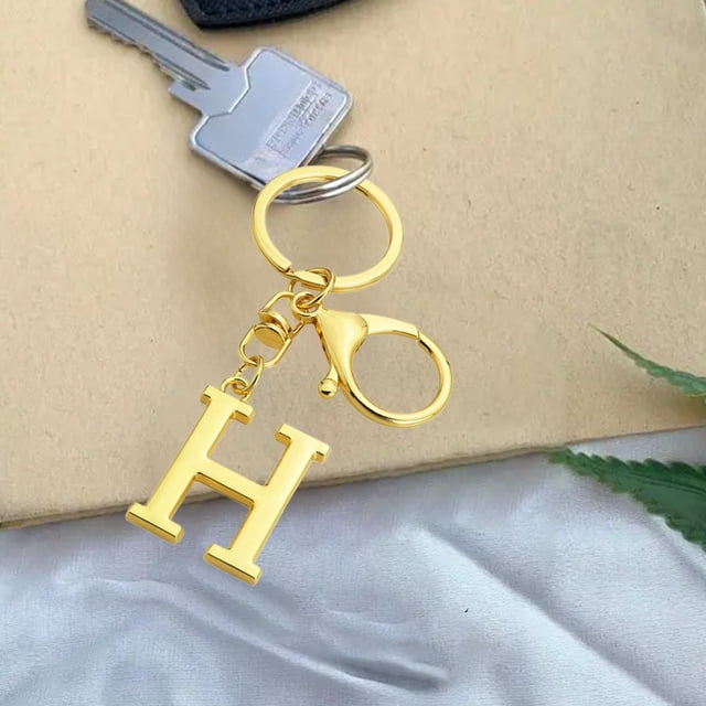 Llavero con La Letra Az | Llavero Metálico con La Inicial Az | Colgante para Bolso | Regalo de Navidad | Dorado | 1 Unidad
