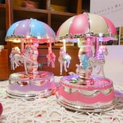 Music Box Boxes for Girls Snow Globes Love Globe Horse Gifts- Luxury Carousel Music Box Rotate LED Light- Luminous Rotation