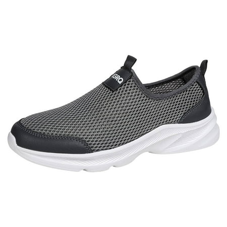 

ZIZOCWA Breathable Mesh Slip-On Sports Shoes for Men Solid Color Stretch Cloth Walking Shoes Lightweight Soft Sole Running Hiking Shoe Grey Size40